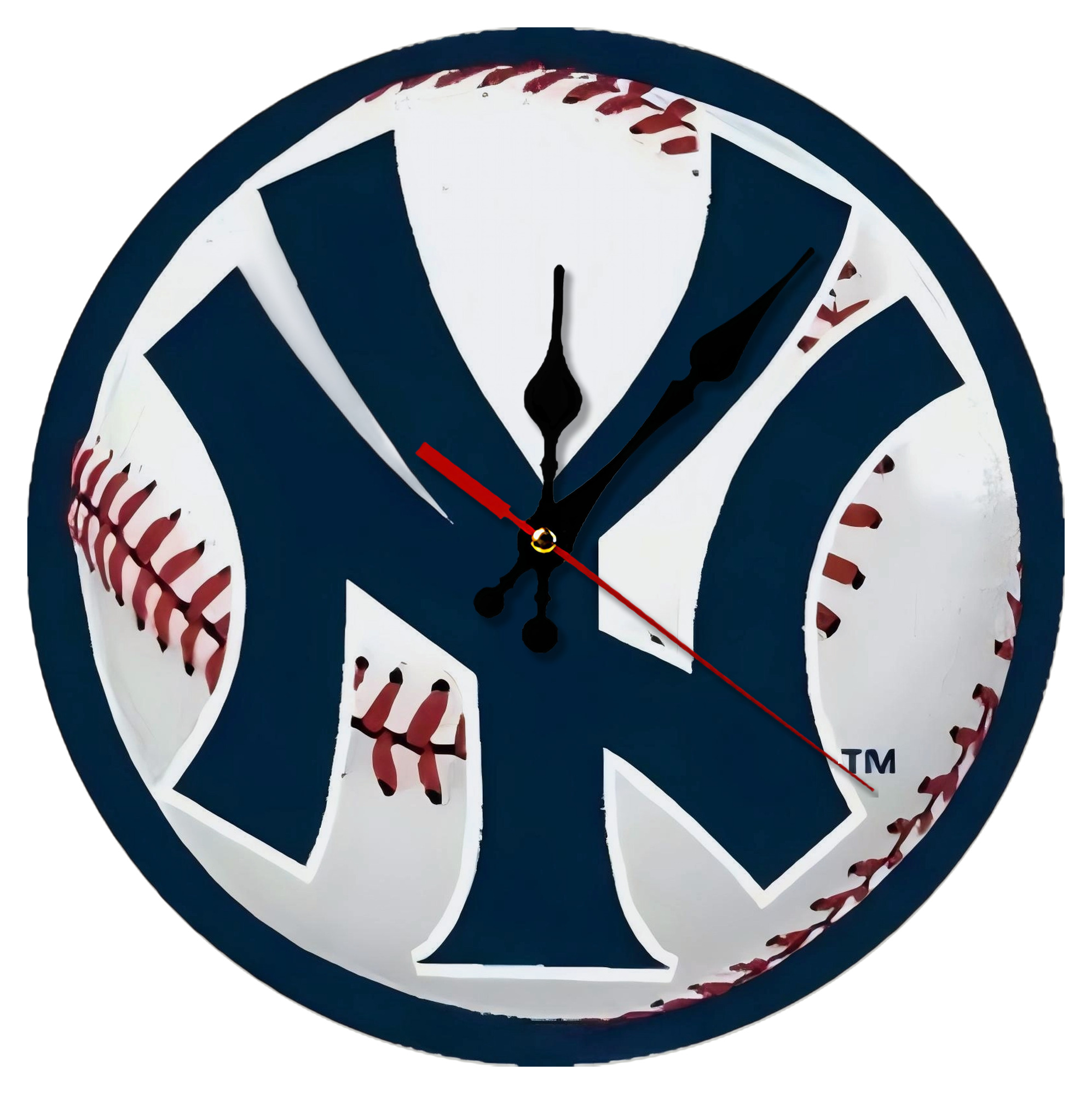 New York Yankees Baseball Silent Round Wall Clock – Modern & Stylish DIY Design, Durable Wood Construction, Easy To Install – Perfect For Office, Bedroom, Living Room, And More